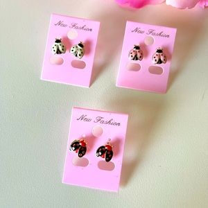 Girls ladybugs enamel earrings